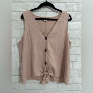 Old Navy Casual Sleeveless button front tie top light pink size L #1915